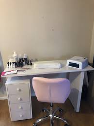 Pin By Melody Marshall On Nail Salon Ideas With Images Home Nail Salon Nail Desk Nail Salon