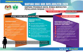 Pekebun kecil yang pasangan mereka (suami atau isteri) telah diberi bantuan tidak layak lagi memohon untuk bantuan walaupun mereka memiliki kebun getah atau kelapa sawit sendiri. Portal Rasmi Risda Bantuan Khas Hari Raya Aidilfitri 2020 Kepada Pekebun Kecil Risda Berikutan Penularan Wabak Covid 19