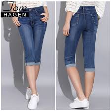 2019 Tom Hagen 2019 Summer Skinny Jeans Woman Pants With High Waist Jeans Women Plus Size Womens Denim Female Stretch Knee Length Q190430 From
