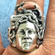 Mythical Medusa Ring in Sterling Silver 925, Greek Mythology Creature,  Silver Gorgon Ring, Statement Jewelry