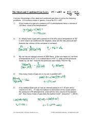 If 22.5 l of nitrogen at 748 mm hg are compressed to 725 mm hg at constant temperature. Gas Laws Review Ws Answers Pdf The Ideal And Combined Gas Laws Pv Nrt Or P1v1 P2v2 T1 T2 Use Your Knowledge Of The Ideal And Combined Gas Laws To