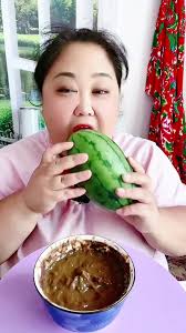 Eat watermelon dip? ! No waste at all !#foodie #mukbang #delicacy #voice  #fruits #watermelon #new way of eating