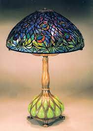 Tiffany Peacock Table Lamp 1900 1910 Postcard Tiffany Stained Glass Glass Lamp Tiffany Lamps