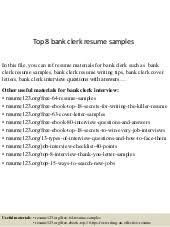 top 8 bank clerk resume samples