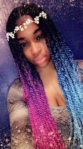 Black And Blue Ombre Box Braids Half Pink Half Blue Ombre Box Braids Twist Ombre Hair Color Ombre Hair Blonde Blonde Ombre