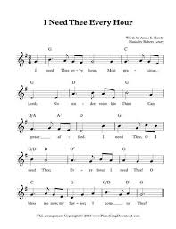 I Need Thee Every Hour Free Hymn Lead Sheet With Melody Chords And Lyrics Hymn Sheet Music Piano Sheet Music Free Music Chords