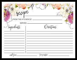 Keep your favorite recipes handy and in fine form with this accessible colorful recipe template. Get Organized With Printable Floral Recipe Cards