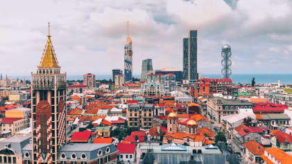 Central Batumi waterfront and skyline, AI generated