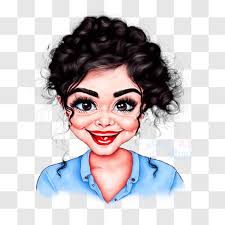 Pobierz narzędzie Kapryśna karykatura kobiety dzieląca się swoim dniem PNGs  Online