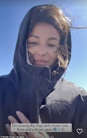 Michelle Keegan looks miffed while filming