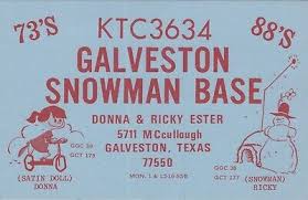 vintage CB radio QSL postcard comic Donna Ricky Ester 1970s Galveston Texas 