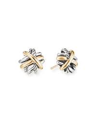 Drops, studs, hoops, white gold, rose gold, sterling silver and more. David Yurman Crossover Sterling Silver 18k Gold Stud Earrings David Yurman Earrings Stud Earrings Gold Earrings Studs