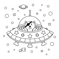Place the random facts in a jar on your table or take them along in a bag for fun while waiting. Alien Cat Pirate In A Spaceship In A Star Galaxy Cute Cosmonaut Cat In Outer Space Vector Outline Illustration On The Space Theme In Childish Style For Coloring Book And Page 2142957
