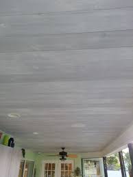 Whitewashed Wood Ceiling Over Gray Stain Painted Wood Ceiling Painting Wood Paneling Plank Walls