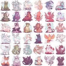 ✨🌸 here's alllllll my mythical creatures I've drawn! Looks at all 36 of  them 🥺 which ones you're favourite? 🌸✨ Should I draw more? Sometimes I  think there aren't many left but