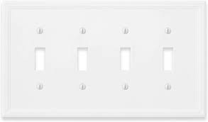 Quad Toggle White Light Switch Cover Decorative Outlet Cover 4 Gang Wall Plate Amazon Com