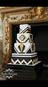Black And Gold Art Deco Cake Black Gold White Art Deco Square Wedding Cake Art Deco Wedding Cake Art Deco Cake Square Wedding Cakes