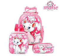 Kit Mochila Escolar Infantil Gata Marie Com Rodinhas