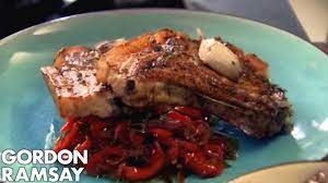 Mix the chili powder, paprika, and some salt and pepper with the olive oil in a wide baking dish. Pork Chops With Sweet And Sour Peppers Gordon Ramsay Youtube