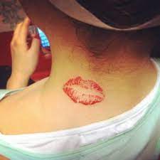 Cutelittletattoos Neck Tattoo Kiss Tattoos Red Ink Tattoos