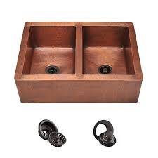 copper double equal bowl kitchen sink