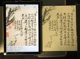 石濤花卉冊頁 十開 之二6b 鉛筆臨摹 紙髙25 6公分 墨梅 客至看花門半掩 梅開步 梅有眼 山梅接 梅茨多 雪水澆花花光焰 竹葉掃枝影動搖 梅蕊帶月珠點點 夜深還立花樹邊 如倩梅花灑墨染 甲戌花朝 梅詩已成 拂紙 pencil calligraphy chinese