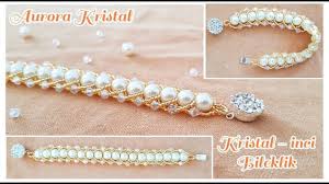 Kristal Inci Bileklik Taki Tasarim Cok Sik Ve Cok Kolay Taki Modeli Inci Bileklik Boncuklu Bileklikler Bileklik