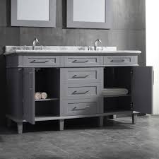 This white double sink bathroom vanity includes a couple of drawers each for storage so that you how's this for double sink bathroom vanity decorating ideas? Home Decorators Collection Sonoma 60 In W X 22 In D Double Bath Vanity In Pebble Grey With Carrara Marble Top With White Sinks 8105300240 The Home Depot