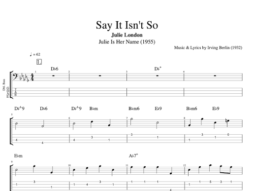 Say It Isn't So" · Julie London || Guitar + Bass || Tabs + Sheet Music +  Chords + Score — Play Like The Greats .com