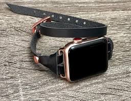 Black Apple Watch With Pink Band Rose Gold Black Leather Apple Watch 38mm 40mm 42mm 44mm Band Etsy In 2020 Watch Bands Rose Gold Apple Watch Apple Watch Wristbands