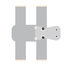 Position of e in english alphabets is, 5. Animal Alphabet Letter H Hippo Monogram Kids T Shirt For Sale By Jen Montgomery