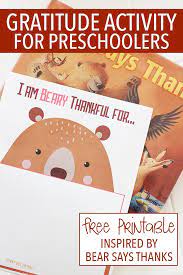 Description what better way for bear to say thanks, than to have a big dinner with all his friends!bear has come up with the perfect way to say thanks—a nice big dinner! Gratitude Activity For Preschoolers Free Printable Inspired By Bear Says Thanks Sunny Day Family