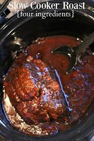This cross rib roast is very flavorful and full of fresh herb goodness. Four Ingredient Slow Cooker Roast Slow Cooker Roast Slow Cooker Recipes Crockpot Recipes Slow Cooker