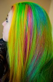 Purple haired girls are red and blue girls mixed; Rainbow Hair Multi Colored Hair Manic Panic Dye Hard Lizzy Davis