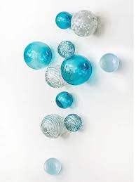Wall Spheres Aqua White Set Of 11 Wall Spheres Blown Glass Wall Art Glass Blowing