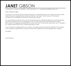 Banquet Server Cover Letter Sample Cover Letter Templates Examples