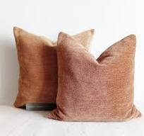 Chenille Throw Pillow Cover: Textured Rust Woven Velvet - USA Customs Fees  Included
