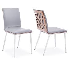 Faux leather parsons dining chair, set of 2, gray: Armen Living Crystal Faux Leather Dining Chair In Gray Set Of 2 Lccrchgrpu