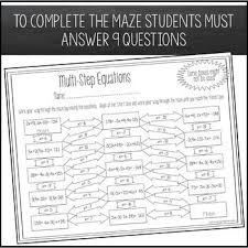 Solving Multi Step Equations Worksheet Maze Activity Solving Multi Step Equations Multi Step Equations Worksheets Solving Equations