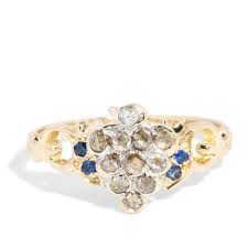 Antique Circa 1920s Sapphire & Diamond Ring 15 Carat Yellow Gold