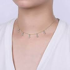 Shop all diamond necklaces keep it classic with a diamond solitaire pendant or go bold with an extraordinary diamond eternity necklace. Pear Shaped Diamond Choker Necklace In 14k Yellow White Gold Necklaces Long Island Ny Jewelry Store