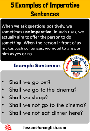 We use the base infinitive to form an imperative sentence (be, do, make, have). What Is Imperative Sentences 5 Examples Of Imperative Sentences Lessons For English