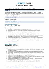 student athletic trainer resume samples