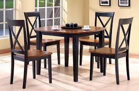 Grass cloth wallpaper, farmhouse table, small dining room. Black Walnut Two Tone Finish 5pc Modern Dining Table Set