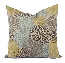 Brown Yellow And Blue Decorative Pillow Covers Two Floral Etsy Blue Pillows Decorative Floral Throw Pillows Floral Throw Pillow Covers