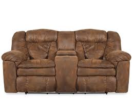 Casual Microfiber 78 Double Recliner With Console In Coffee Mathis Brothers Furniture