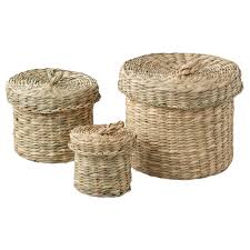 Ljusnan Korb Mit Deckel 3er Set Seegras Ikea Deutschland Deckel Korb Ikea