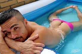 Teen strip, young casting, college students, young blowjob. Beautiful South American Young Stud Pablo Pen Strips And Dives Into The Pool Before Wanking His Thick Uncut Dick Naked Gay Porn Pics
