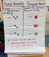 Singular And Plural Noun Anchor Chart For First Or Second
