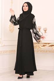 Nayla Collection Nayla Collection Pul Payetli Siyah Tesettur Abaya 95762s Black Hijab Hijab Turkish Fashion